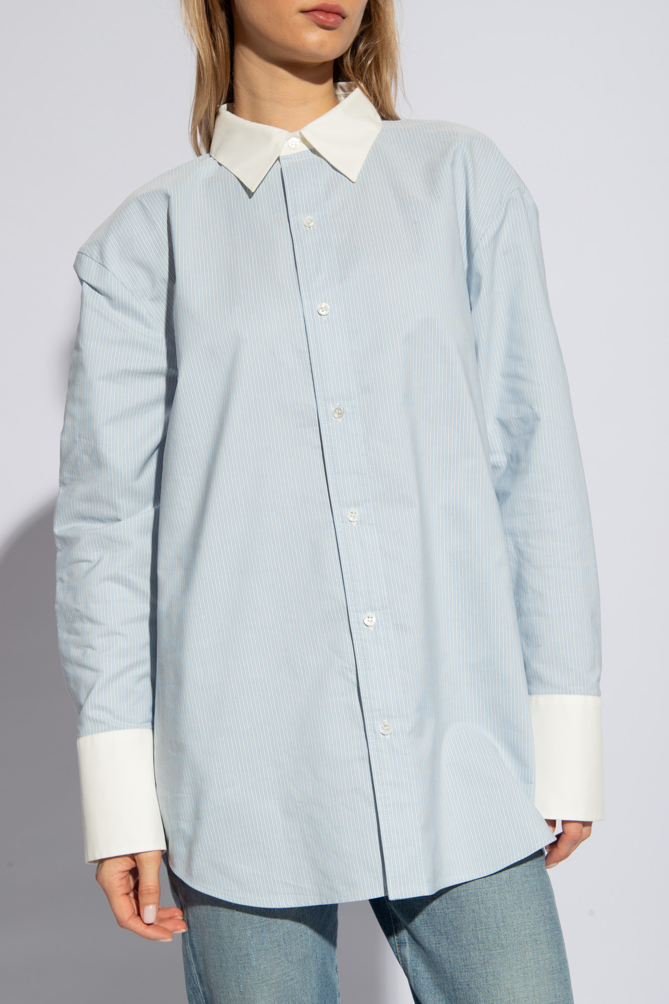 Tシャツ・カットソー Saint Laurent FW24 Striped shirt (793321Y1J14 1095) Light blue Striped shirt Saint Laurent - Vitkac Canada